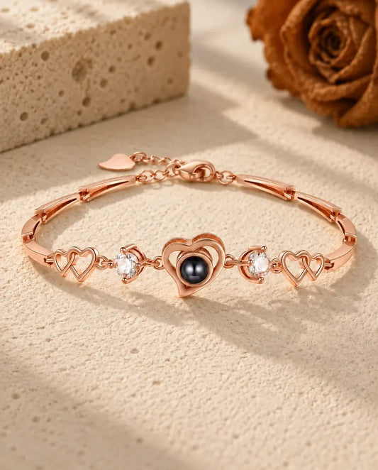 Pulsera con Foto Dentro - acabado en oro rosa