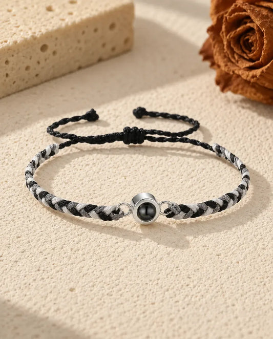 Pulsera con foto dentro - en negro y gris