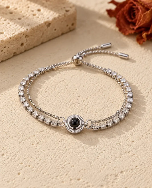 Pulsera con foto dentro - vista frontal en plata
