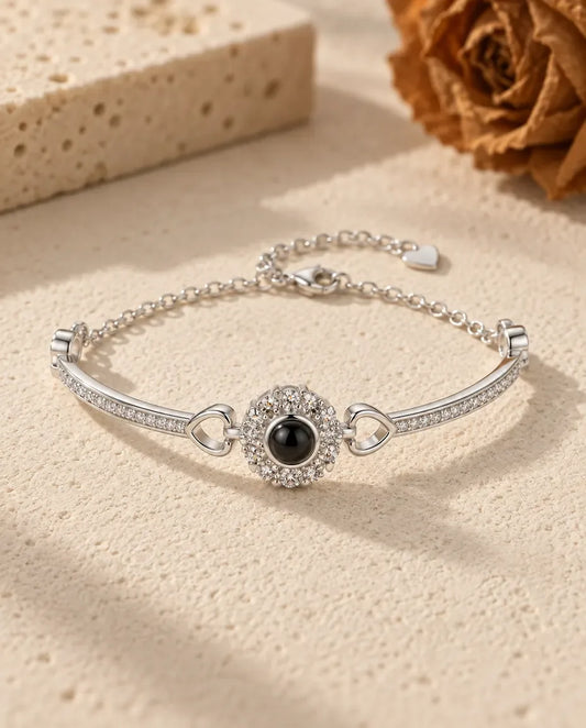 Pulsera con foto dentro - vista frontal en plata