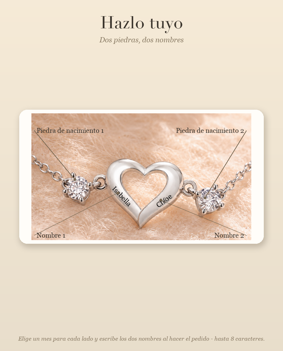 Guia de personalizacion de la pulsera con dos piedras y dos nombres