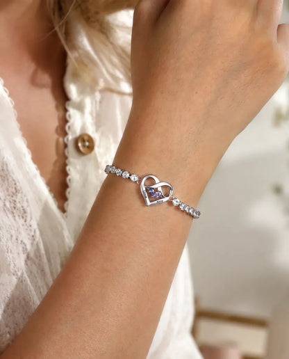 Pulsera Personalizada con 2 Piedras y 2 Nombres - pulsera tennis con corazón infinito, ajustable, rodiada