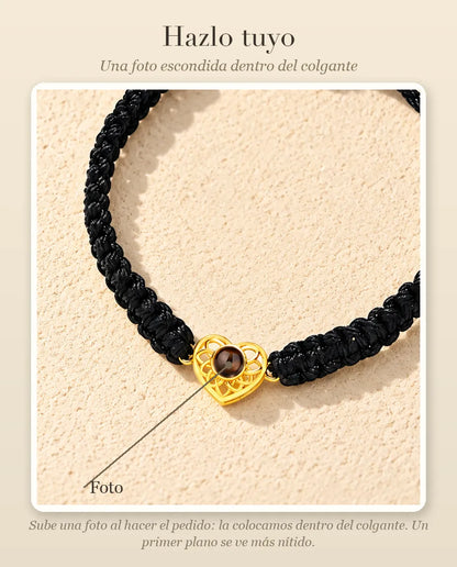 Guía de personalización: la imagen que subes en «Foto» queda dentro de la bolita de proyección del corazón