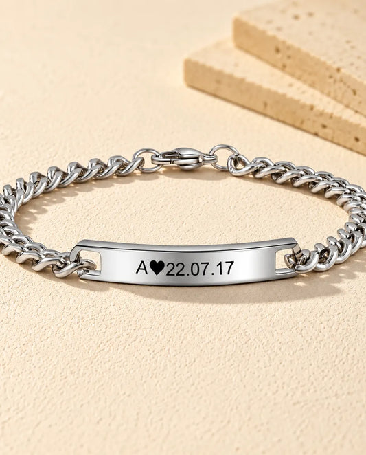 Pulsera grabada de pareja - vista frontal