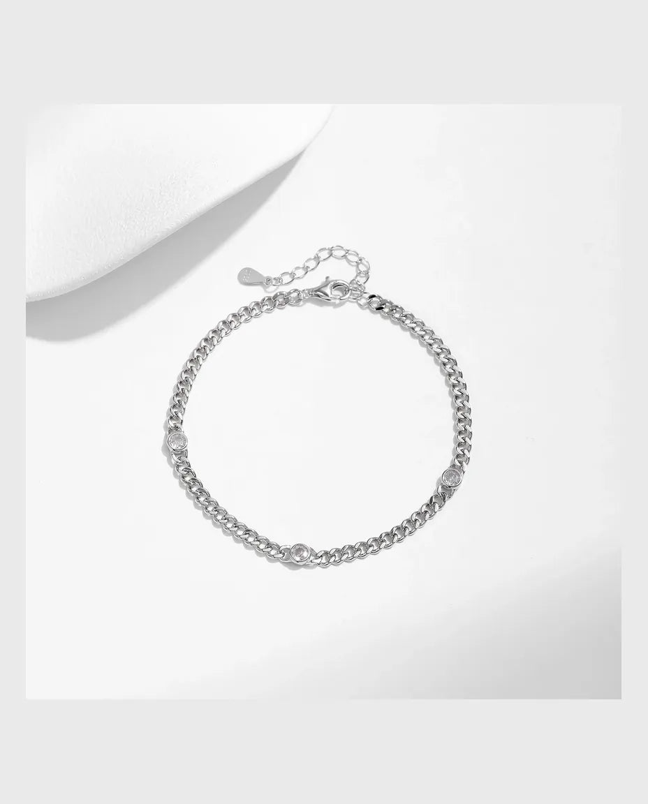 Pulsera de Moissanita con Cadena Trenzada – plata de ley 925 con baño de oro blanco y piedras color D