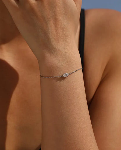 Pulsera de Moissanita Marquesa - 0,50 ct color D, 4 x 8 mm, cadena fina de 16+3 cm en plata de ley 925