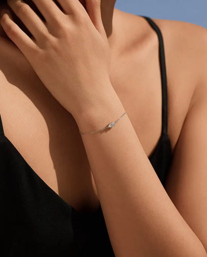 Pulsera de Moissanita Marquesa - 0,50 ct color D, 4 x 8 mm, cadena fina de 16+3 cm en plata de ley 925