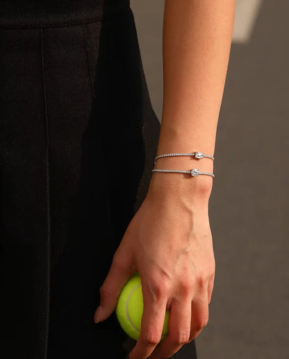 Pulsera Tennis de Moissanita talla esmeralda - 1,00 ct color D, 5 x 7 mm, plata de ley 925, 16 + 5 cm