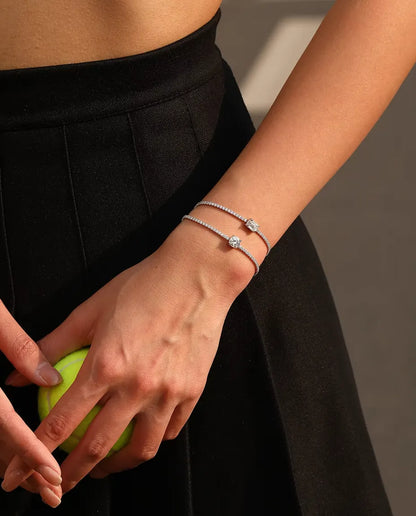 Pulsera Tennis de Moissanita talla esmeralda - 1,00 ct color D, 5 x 7 mm, plata de ley 925, 16 + 5 cm