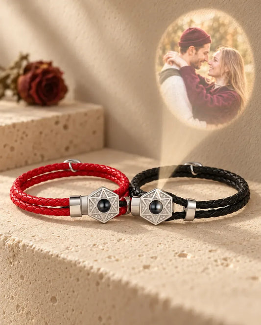 Pulseras de pareja con foto dentro - proyecta la foto oculta en la pared