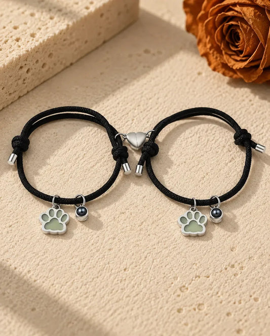 Pulseras de pareja con foto dentro - pareja a juego con huellas fosforescentes verdes