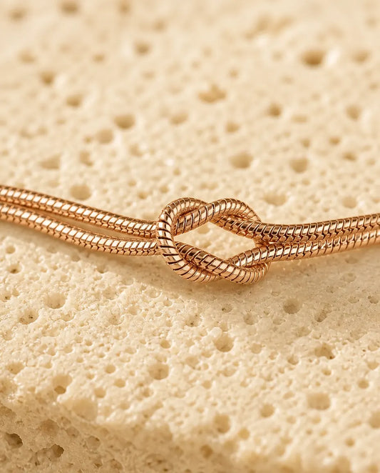 Pulseras de pareja con nudo de amor – set de 2 en acero inoxidable resistente al agua, cadena serpiente, 5 colores